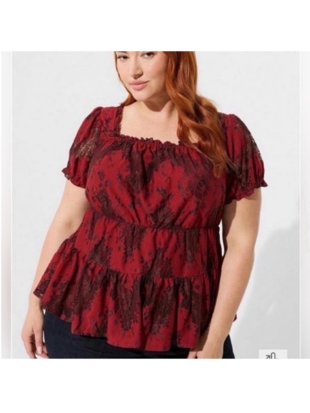 Torrid babydoll floral lace tiered Victorian goth blouse